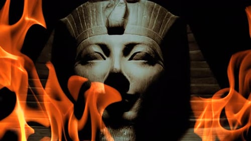 Ancient Pharaoh Bust Statue with Fire Flames