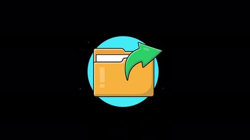 Folder with Green Arrow Sign. File Sharing Concept Animation Video - Transparent