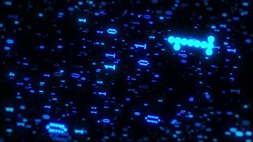 Camera Flying Through Digital Binary Code, Animation Abstract Data Transfer Background. Futuristic