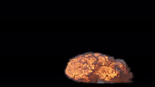 Explosion au sol avec nuage de poussière sur fond transparent