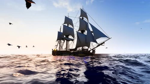 A Sailboat Drifts On The Boundless Sea