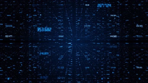 Digital Data Network Stream with Abstract Numbers Background