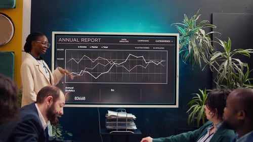 Business Presentation of Annual Report in Modern Office