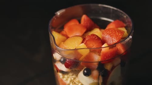 Fruits and Berries in a Blender Smoothie Preparation