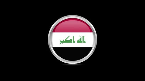 Glossy Circular Iraq Flag Reveal Animation