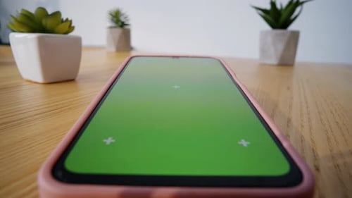 Finger Taps on Smartphone with Green Screen