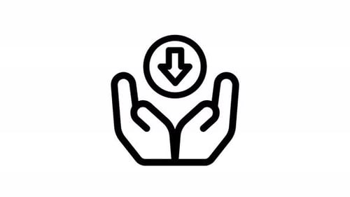 Minimalist Animated Hands Download Icon Loop