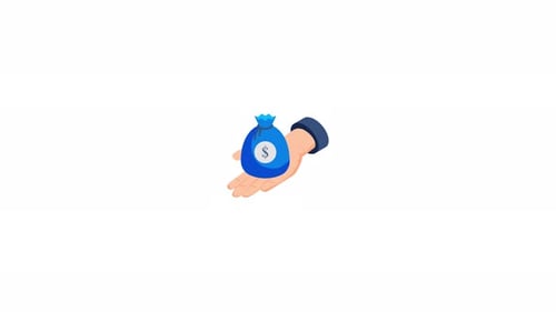 Hand Holding A Blue Money Bag With A Dollar Sign Financial Concept