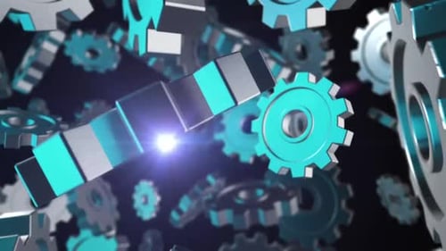 Rotating Metallic Gears Abstract Technology Background