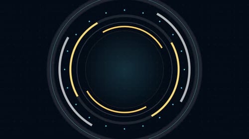 Abstract Circle and line HUD technological futuristic elements.particle data background