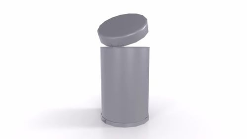 Animated 3D Trash Can Lid Opening and Closing