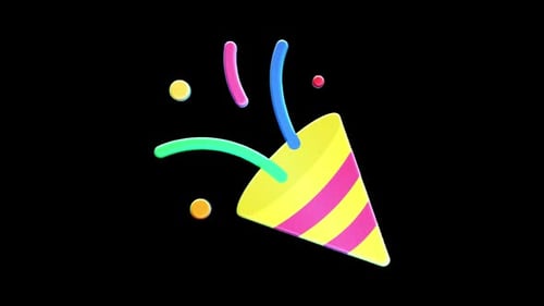 Animated 3D Party Popper Icon with Confetti
