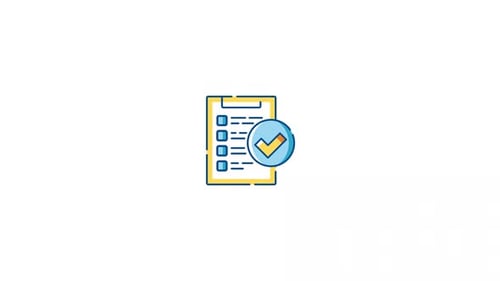 Animated Flat Design Checklist Icon with Checkmark