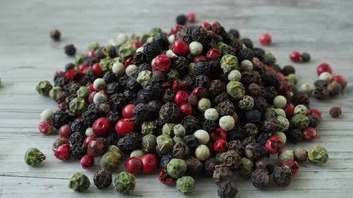 Five kinds of pepper close up (Piper nigrum)