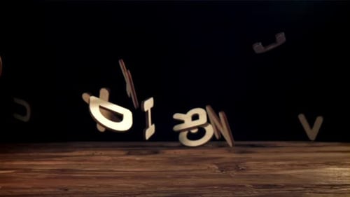The Fall of Wooden English Letters Filmed on a Highspeed Camera at 1000 Fps