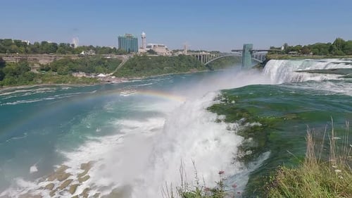 Majestic Niagara Falls with Rainbow and Tour Boat
