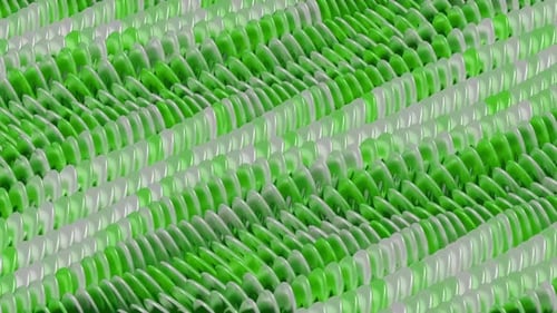 Abstract waves background with field of three dimensional green and white elements