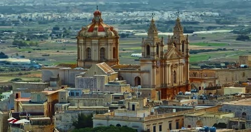 Aerial View of Mdina A Beautiful Historic City with Centuries of History and Stunning Views of Malta