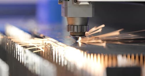 CNC Laser cutting of metal, modern industrial technology.
