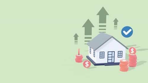 Animation Of Real Estate Investment And Property Growth With Copy Space For Text.
