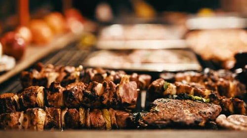 Grilling Kebabs And Other Street Food
