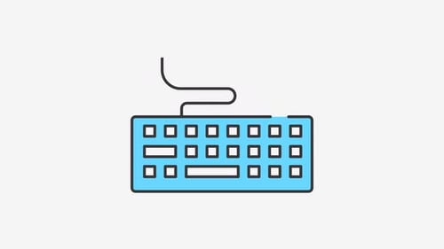 Animated Flat Design Keyboard Icon with Keys Lighting Up