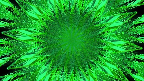 Glowing Green Geometric Kaleidoscope Star Pattern