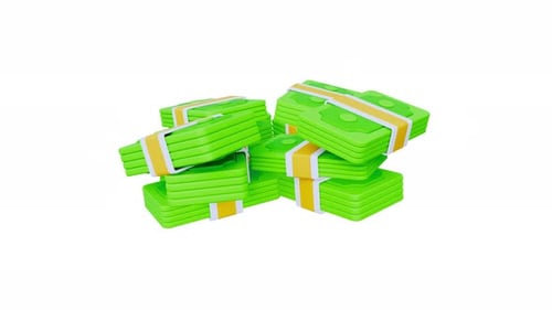 Animated 3D Green Money Stacks Loop