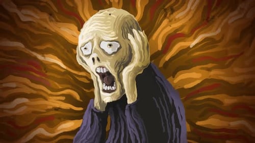expressionist painting of screaming desperate man