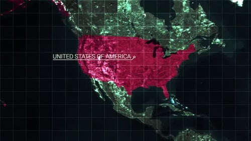 Futuristic Digital World Map United States Highlight