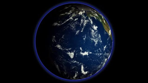 Realistic Spinning Earth Globe in Space with Clouds