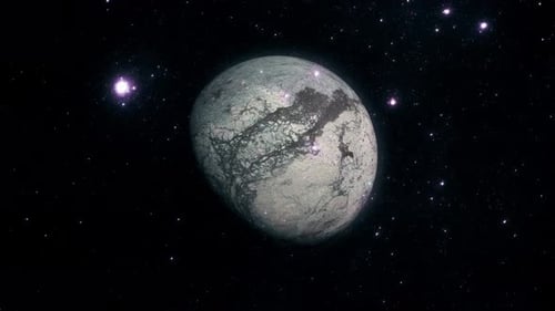 Textured Planet Rotating in Starfield Space Background