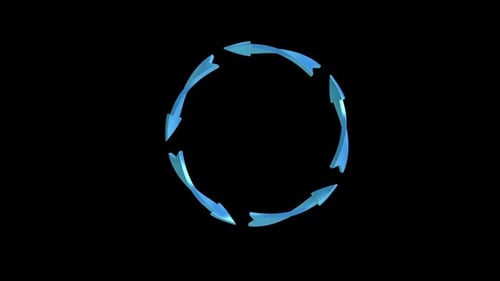 3D Arrows Twisting Rotating And Making A Circle