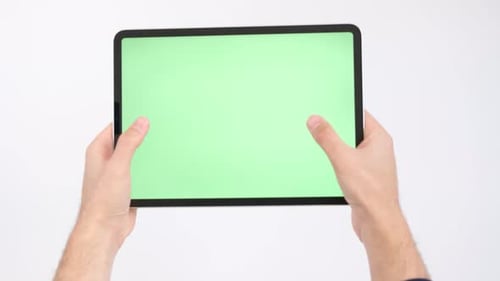 green screen tablet playing game