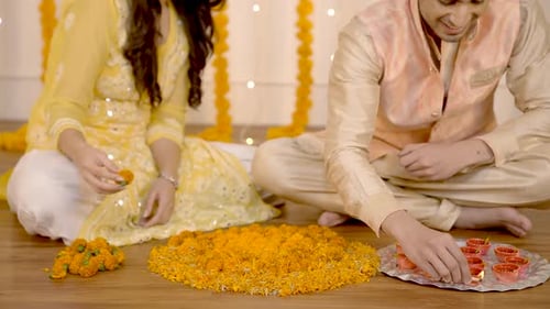 Couple Lights Lamps for Diwali Celebration