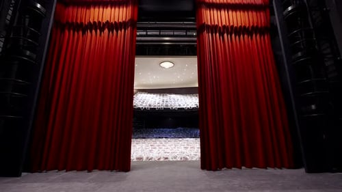 Red Velvet Curtain in the Theater is opening