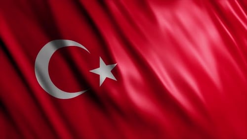 Realistic Turkish Flag Waving Seamless Animation