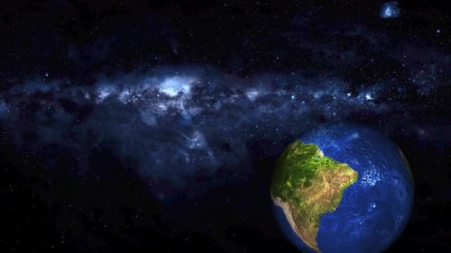 Realistischer Erdplanet 4k auf rotierendem Sternenhintergrund