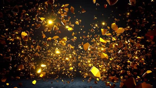 Golden Geometric Shards Sparkling Particles Background Animation