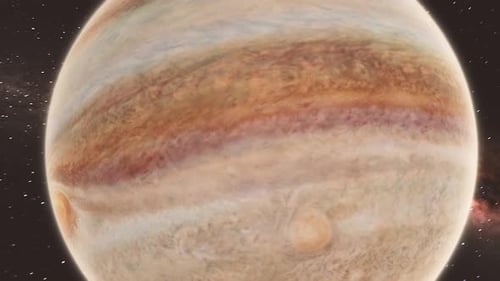Fast Rotating Shot of Jupiter with Milky Way Background - Space Scene Animation Clip 4K