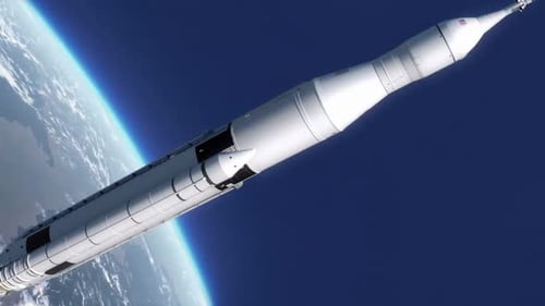 Space Rocket Launch and Booster Separation Animation