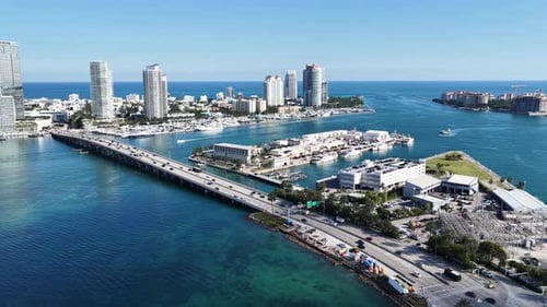 Miami Beach Skyline At Miami Beach In Florida United States.