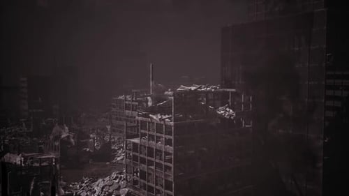 Destruction of a City in Ruins After a Catastrophic Event