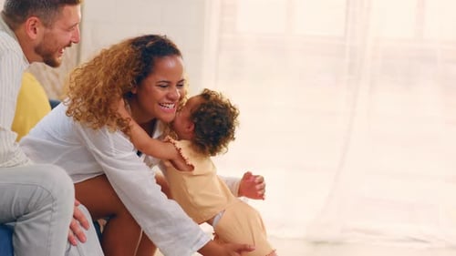 Little Girl Runs to Mom and Gets Hugged