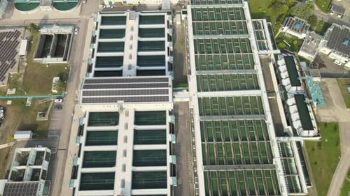 Aerial View of Modern Water Treatment Facility