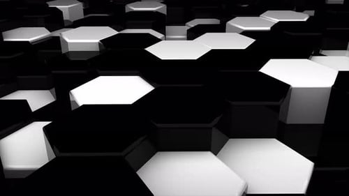 Abstract Hexagon White and Black Geometric Surface Loop Random Motion Backgroun