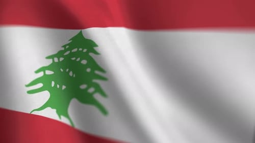 Realistic Waving Flag of Lebanon Loop Animation