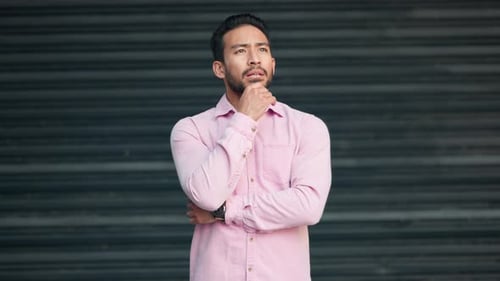 Thoughtful Young Adult Man Thinking Carefully