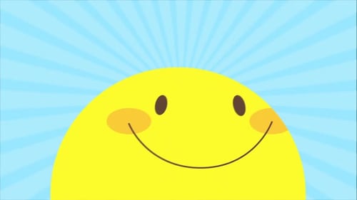Happy Yellow Smiley Face Pop Up Flat Design Animation