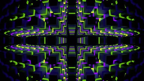 Purple And Green Neons Moves In Rectangles Background Vj Loop In 4K